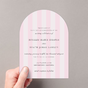 Modern Pink Stripes Elegant Wedding Acrylic Invitations