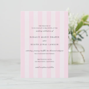 Modern Pink Stripes Elegant Wedding Invitation