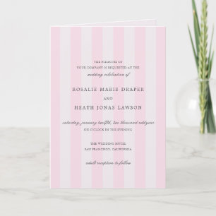 Modern Pink Stripes Elegant Wedding Invitation