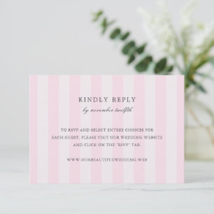 Modern Pink Stripes Elegant Wedding RSVP Card
