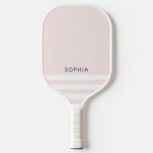 Modern Pink Stripes Personalised Pickleball Paddle