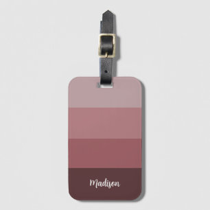 Modern pink Stripes With Script Name Luggage Tag