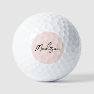 Modern Pink Stylish Script Personalised Womens Golf Balls