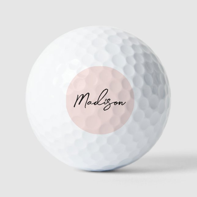 Modern Pink Stylish Script Personalised Womens Golf Balls (Front)