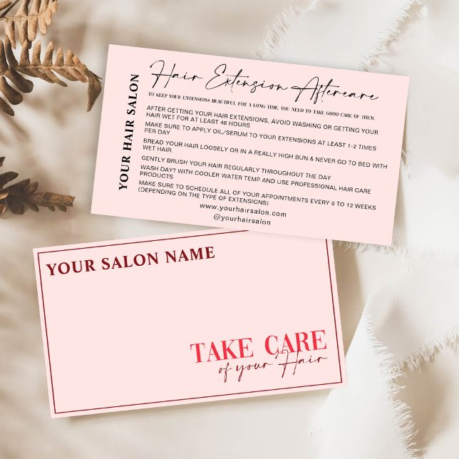 Modern Pink Take Care Your Hair Card (Creator Uploaded)