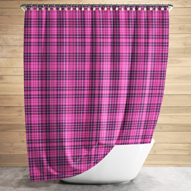 Modern Pink Tartan Plaid Pattern Shower Curtain (Modern Pink Tartan Plaid Pattern Shower Curtain)