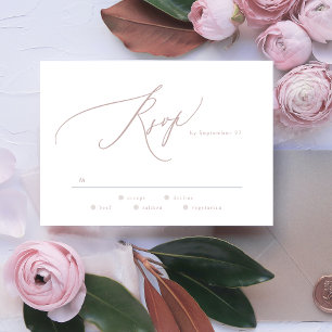 Modern Pink Taupe Calligraphy Wedding RSVP Card