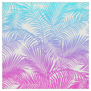 Modern pink teal tropical palm trees pattern fabric