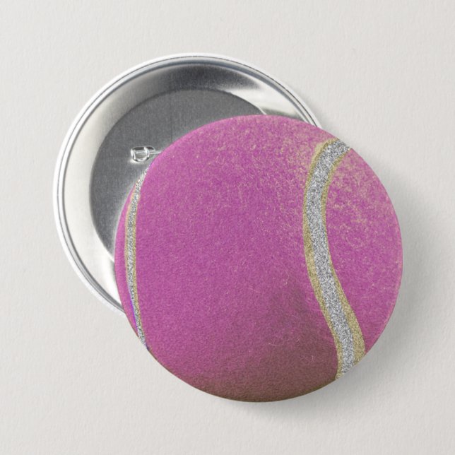 Modern Pink Tennis Ball With Faux Glitter Line  7.5 Cm Round Badge (Front & Back)