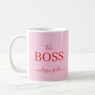 Modern Pink The Boss Name Girly Gift Coffee Mug