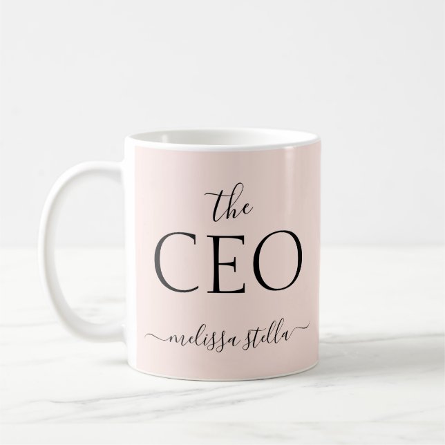 Modern Pink The CEO Name | Best Girly Gift Coffee Mug (Left)