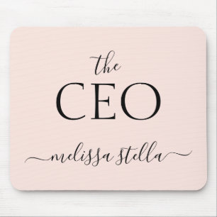 Modern Pink The CEO Name Best Girly Gift Mouse Pad