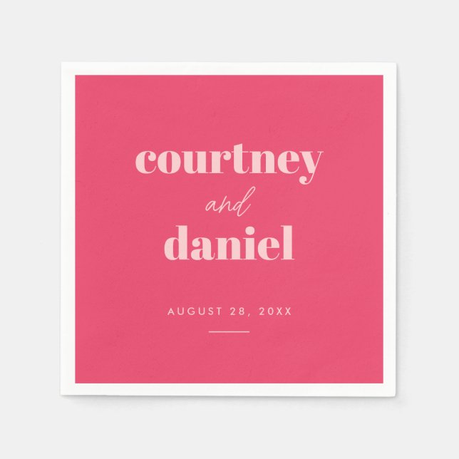 Modern Pink Trendy Mix Match Wedding Napkin (Front)
