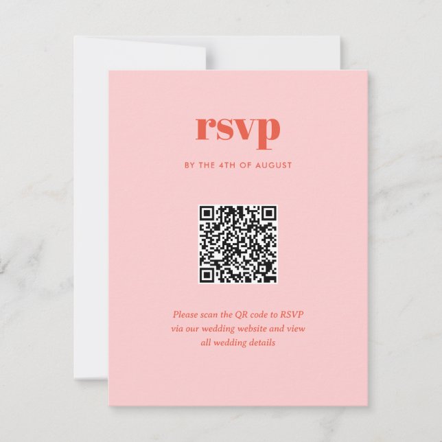 Modern Pink Trendy Mix Match Wedding QR Code RSVP Card (Front)