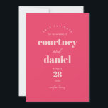 Modern Pink Trendy Photo Save the Date<br><div class="desc">Modern Pink Trendy Photo Save the Date features modern type pairings in bold,  modern colours,  along with a full photo on the back.</div>
