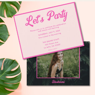 Modern Pink Tropical Bat Mitzvah Party Invitation
