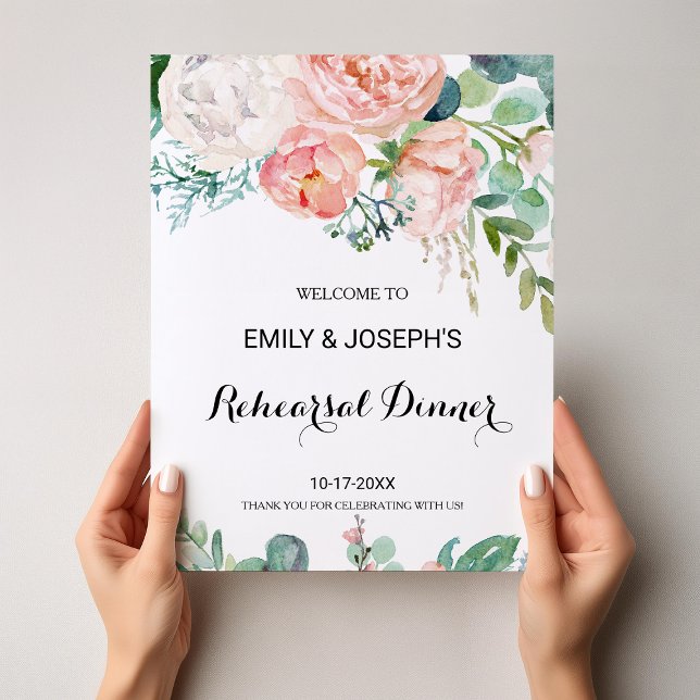 Modern Pink Tropical Rehearsal dinner Welcome Poster (Creator Uploaded)