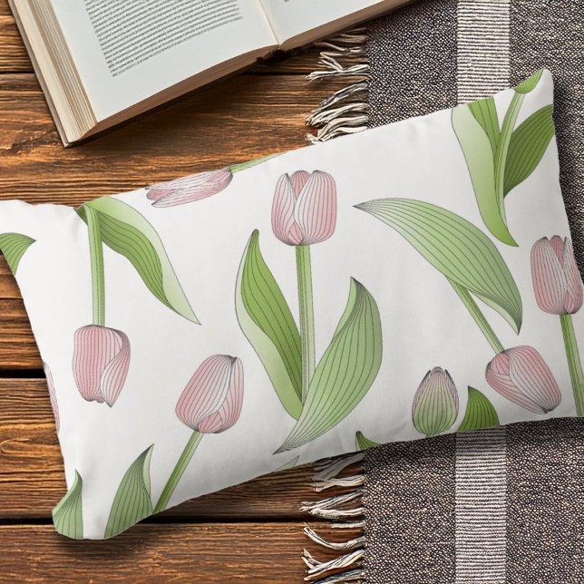 Modern Pink Tulip Outdoor Lumbar Cushion (Creator Uploaded)