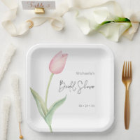 Modern Pink Tulip Solo Bridal Shower Luncheon