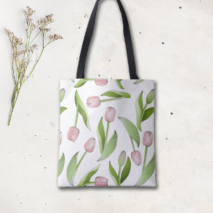Modern Pink Tulip Tote Bag
