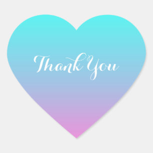 modern  pink turquoise ombre wedding thank you heart sticker