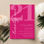 Modern Pink Twenty One 21st Birthday Party Invitation<br><div class="desc">This minimalist typography 21st birthday party invitation is perfect for a modern birthday party. The simple design features classic white font on pink background. Customisable in any colour. Keep the design minimal and elegant, as is, or personalise it by adding your own graphics and artwork. For more advanced customisation of...</div>