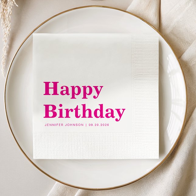 Modern Pink Typography Birthday Napkin (Modern Pink Typography Birthday Napkins
)