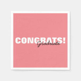 Modern Pink Typography Congrats Graduate Napkin