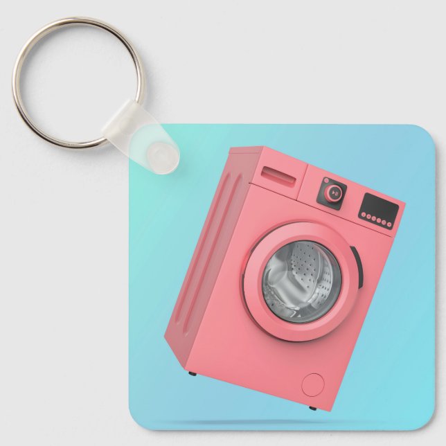 Modern pink washing machine key ring (Front)