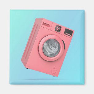 Modern pink washing machine magnet