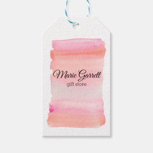 Modern Pink Watercolor Brush Stroke Gift Tags