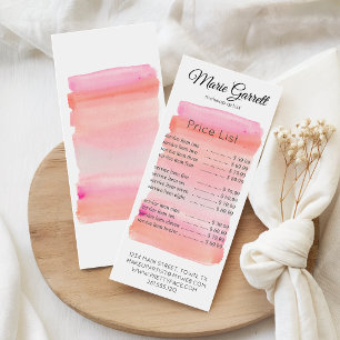 Modern Pink Watercolor Brush Stroke Rack Card