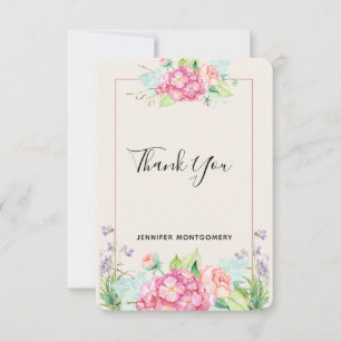 Modern Pink Watercolor Floral Bouquet Thank You
