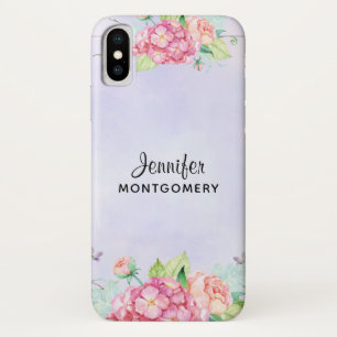 Modern Pink Watercolor Floral iPhone X Case