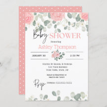 Modern Pink Watercolor  Floral Girls Baby Shower  