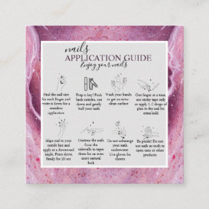 Modern Pink Watercolor In Nail Application Guide   Square Business Card