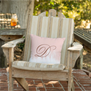 Modern pink watercolor paint brushstrokes monogram cushion