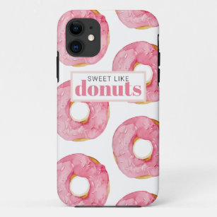 Modern Pink Watercolor Sweet Like Doughnuts Quote Case-Mate iPhone Case