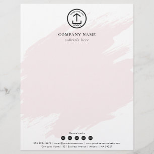 Modern Pink Watercolor Template Logo Social Media Custom Letterhead