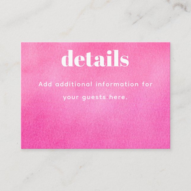 Modern Pink Watercolor Trendy Bat Mitzvah  Enclosure Card (Front)