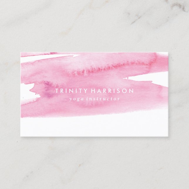 Modern Pink Watercolor Wash Business Card (Front)