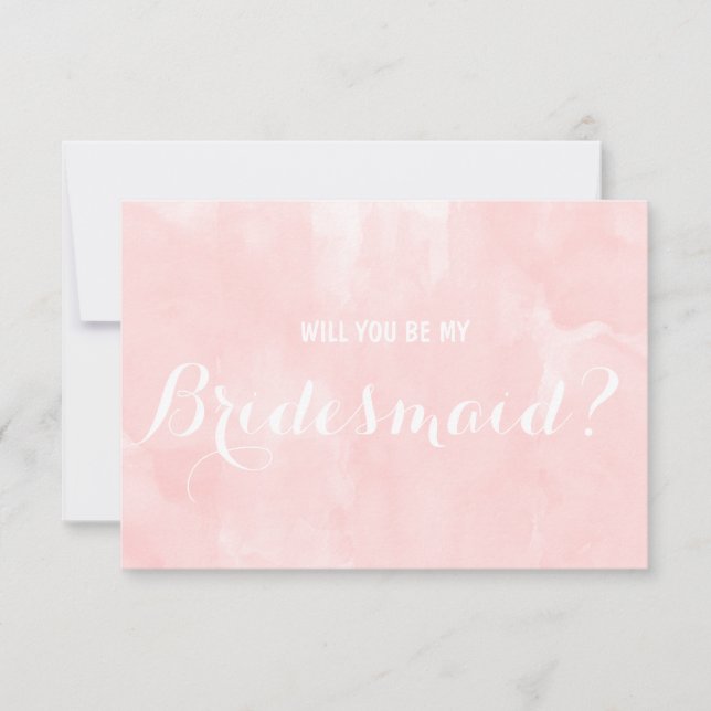 Modern pink watercolor Will you be my Bridesmaid Invitation (Front)