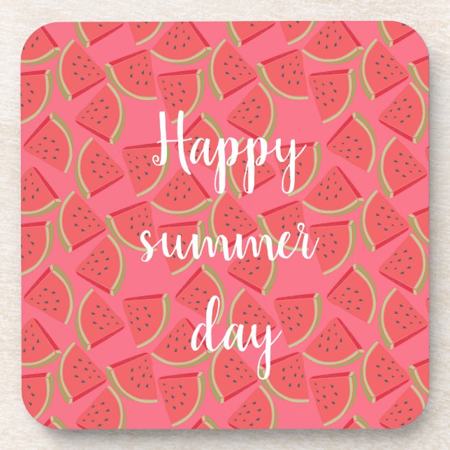 Modern Pink Watermelon, Summer  Coaster (Front)