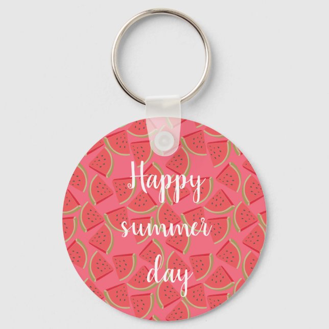 Modern Pink Watermelon, Summer Key Ring (Front)