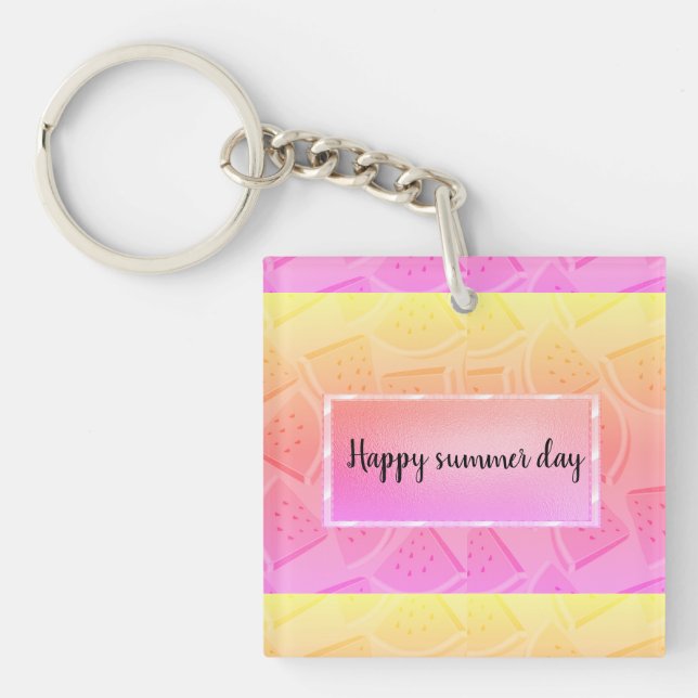 Modern Pink Watermelon, Summer  Key Ring (Front)
