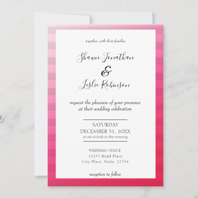 Modern Pink Wedding Typography Invitation V4 (Front)