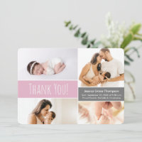 Modern Pink Welcome Home Baby Girl Photo Collage