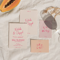 Modern Pink Whimsical Bright Retro Stylish Wedding