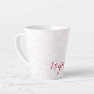 Modern Pink White Checkered Elegant Typography Latte Mug