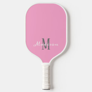 Modern Pink White Chic Script Personalised Pickleball Paddle